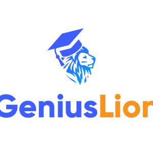 genius lion business name logo